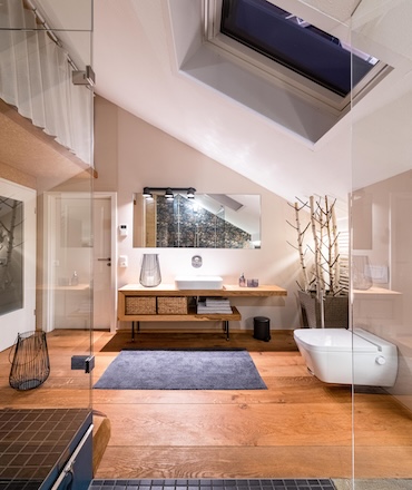 Saunawohnung Hexenburg bei DresdenArchitektenwohnung Bad, Waschtisch klein